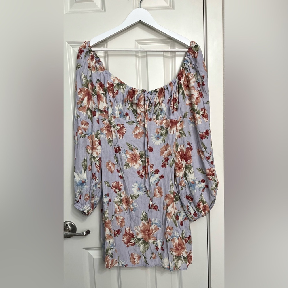 Audrey 3+1 Floral Bell Sleeve Mini Dress NWOT